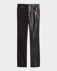 Bisected Leather Denim Pants