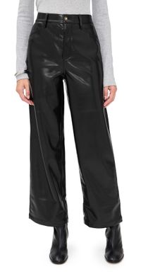 Favorite Daughter The Mischa Faux Leather Super High Rise Wide Leg Ankle Pants RV 24