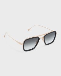 Men's Flight 006 Double Bridge Metal Aviator Sunglasses