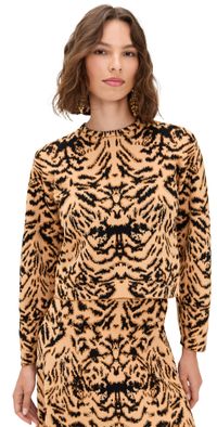 Ulla Johnson Cade Jacquard Knit Long Sleeve Pullover Bengal S