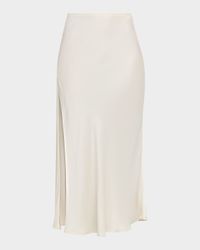 Satin Bias Slit Midi Skirt