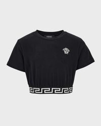 Girl's Greca Border Cropped T-Shirt, Size 4-6