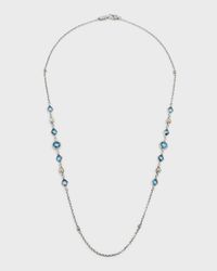 18K Gold and Sterling Silver Blue Spinel Necklace