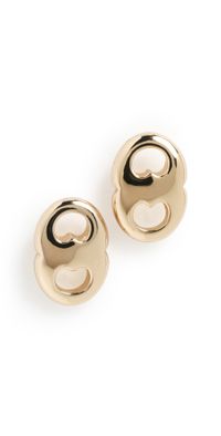 Tory Burch Gemini Link Stud Earrings Light Brass One Size