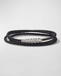 Men's Leather Triple Wrap Bracelet, 3mm