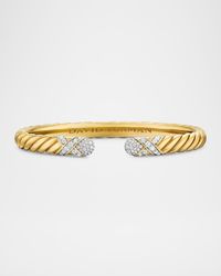 Sculpted Cable X Bracelet with Diamonds in 18K Gold, 6mm