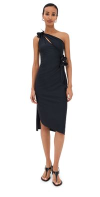 Coperni Asymmetric Mini Flower Gown Black M