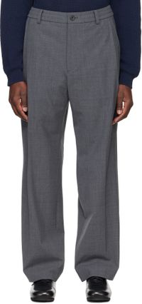 Solid Homme Gray Wool Pleated Trousers