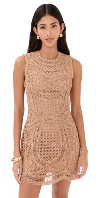 SIMKHAI Coen Crewneck Mini Dress Straw 14
