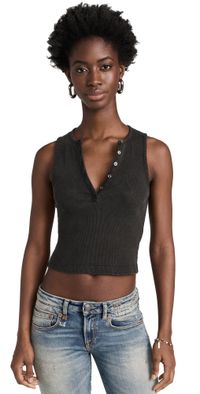 R13 Henley Tank Washed Black XS