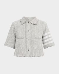 Woven Tweed Cropped Shirt Jacket