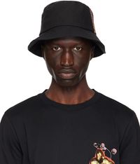 Paul Smith Black Linen Signature Stripe Trim Bucket Hat