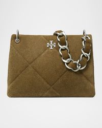 Kira Small Diamond-Quilted Suede Shoulder Bag