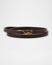 YSL Thin Double Wrap Leather Bracelet