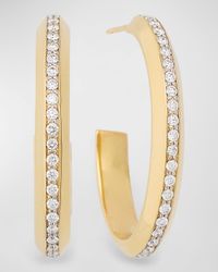 Grant 18K Gold and Diamond Knife Edge Hoop Earrings
