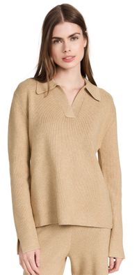 English Factory Polo Collar Knit Sweater Camel S
