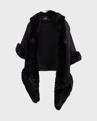 Cashmere Faux Fur Trimmed Diamond Wrap