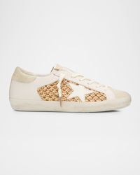 Superstar Raffia Net Leather Low-Top Sneakers