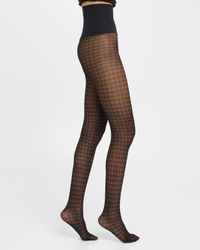 Sheer Houndstooth Microfiber Tights