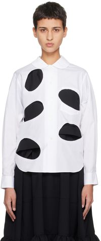 Black Comme des Garçons White Cutout Shirt