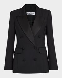 Double-Breasted Seasonless Wool Tuxedo Blazer
