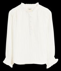 Bellerose - Blouse col rond volantée en coton - Taille 12A - Blanc