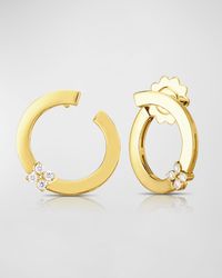 Love in Verona 18K Yellow Gold Diamond Hoop Stud Earrings, 0.87"L, 0.15tcw