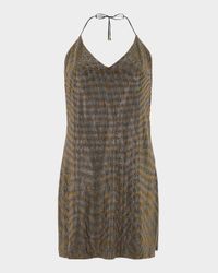 Jaguar Strass Halter Mini Slip Dress
