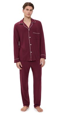 Eberjey William Long PJ Set Bordeaux/Ivory XL
