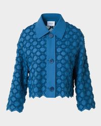 Diamond Plush Embroidered Cotton Batiste Shirt Jacket
