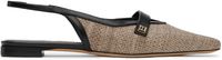 Max Mara Beige & Black Leather Ballerina Flats