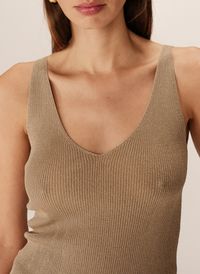 Grace Et Mila - Top bretelles en maille pailletée - Taille L - Doré