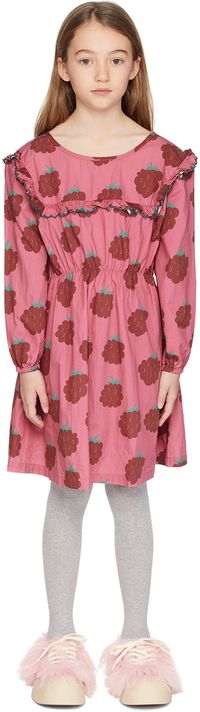 TINYCOTTONS Kids Pink Raspberries Sailor Frills Dress