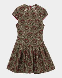 Elowen Short-Sleeve Fit & Flare Jacquard Mini Dress