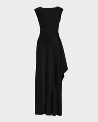 Crepe Back Satin Asymmetric Gown
