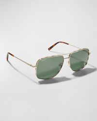 Men's Metal Gancini Rim Navigator Aviator Sunglasses