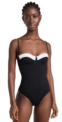 STAUD Maeve One Piece Black/White XL