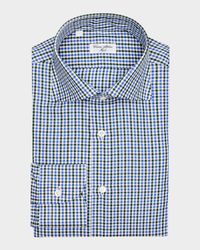 Men's Cotton Micro-Gingham Spread-Collar Sport Shirt