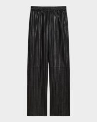 Pull-On Pleated Leather Car Trousers