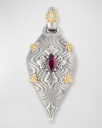Sterling Silver Rhodolite and White Sapphire Pendant with 18K Yellow Gold