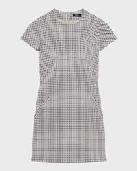 Dolman Short-Sleeve Houndstooth Mini Dress