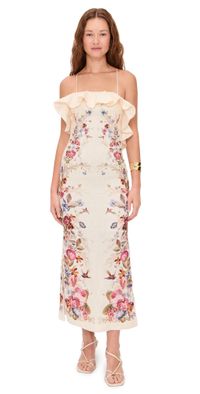 Zimmermann Patience Frill Midi Dress Vanilla Floral 0P