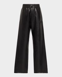 Men's Leather Wide-Leg Track Pants