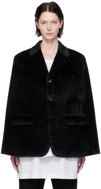 Comme des Garçons Homme Plus Black Notched Lapel Faux-Fur Jacket