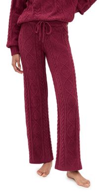 PJ Salvage Cozy Chenille Cable Knit Pants Port XS