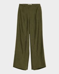 Crinkled Satin Straight-Leg Trousers