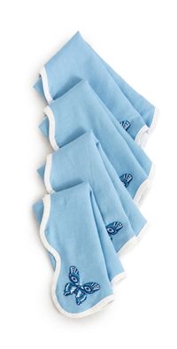 Jonathan Adler Butterfly Napkin Set Blue/White One Size