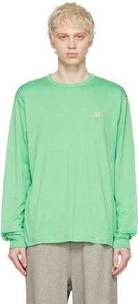 Acne Studios T-shirt à manches longues vert en coton