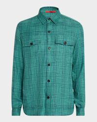Men's Wool, Cotton, and Linen Check Overshirt