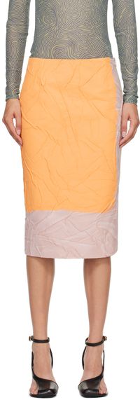 Dries Van Noten Pink & Orange Printed Midi Skirt